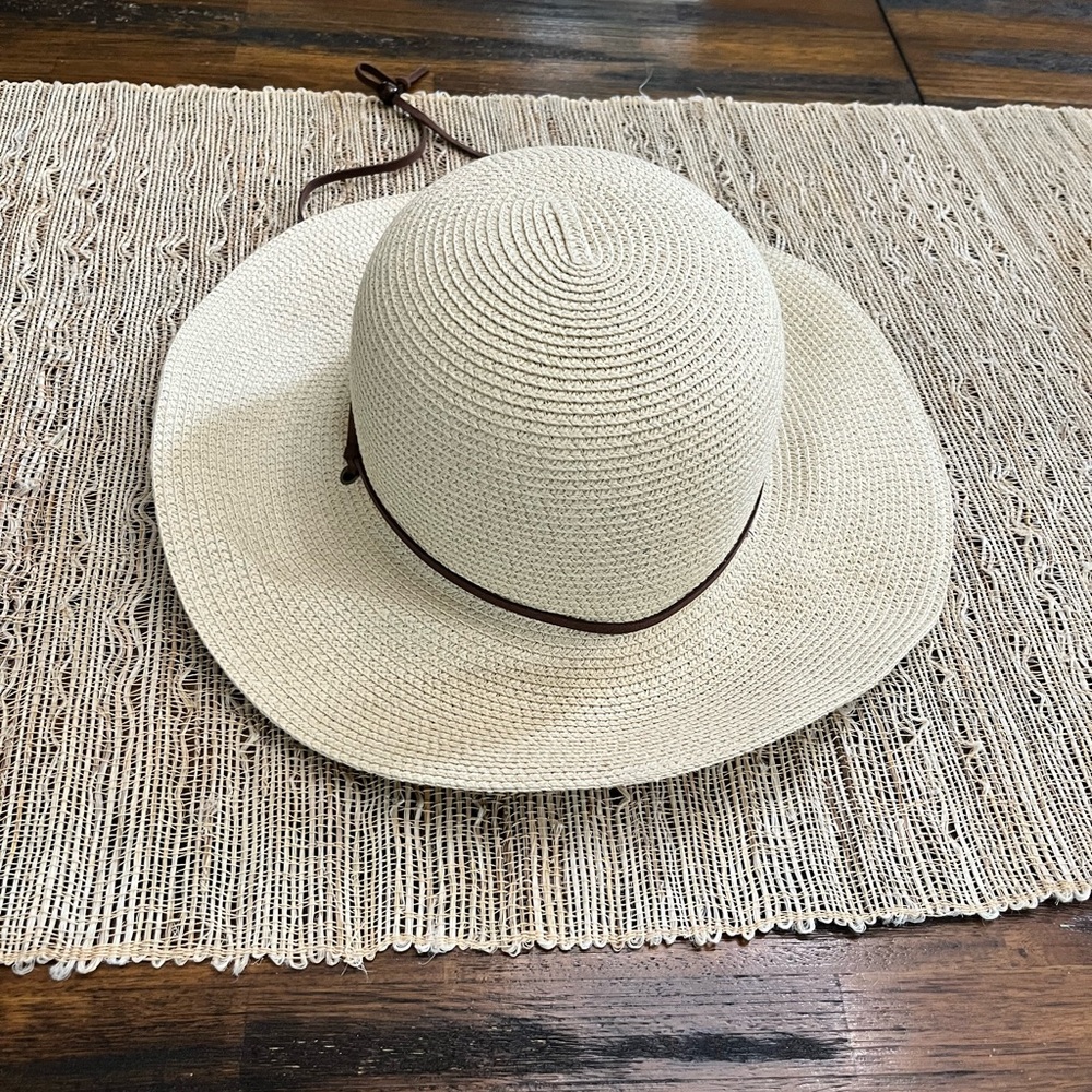 Cream Wide Brim Straw Sun Hat
